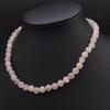 Used B238 Rose Quartz 8.3mm Beads Necklace Design Silver Color