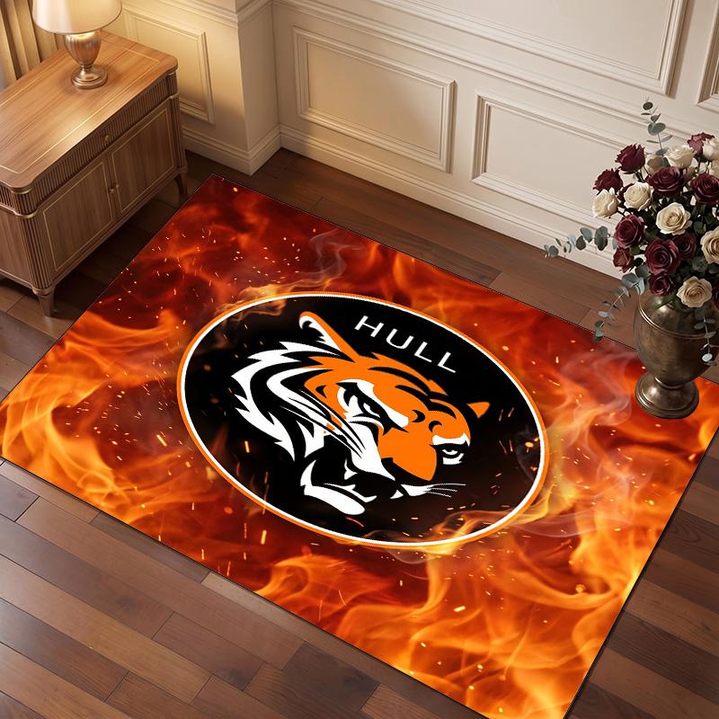 Tappeto in Velluto di Cristallo con Stampa Calcio Hull City, Comodo Assorbente d'Acqua Antiscivolo Tappeto per Pavimento Interno