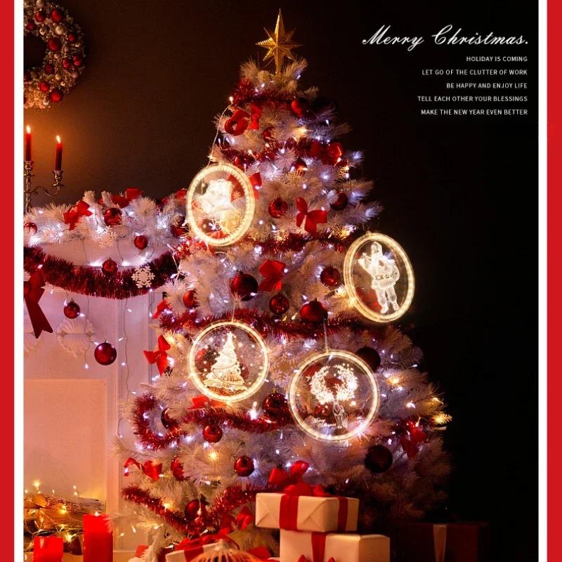 16cm 3d Led Suction Cup Light Santa Snowman Christmas Light Led String Christmas Tree Ambient Light Window Decoration