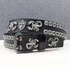 Authentic Double Needle Scorpion Cowhide Belt with Rivets - Personalized Western Style