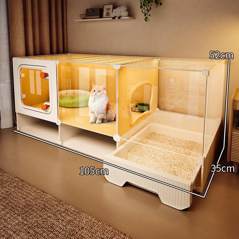 Hochsicht-Katzenkäfig All-in-One Katzenklo-System Indoor Einraum-Ein-Wohnzimmer-Aufbau Katzenwelpenhaus Heimtier-Wohnsitz-Lösung