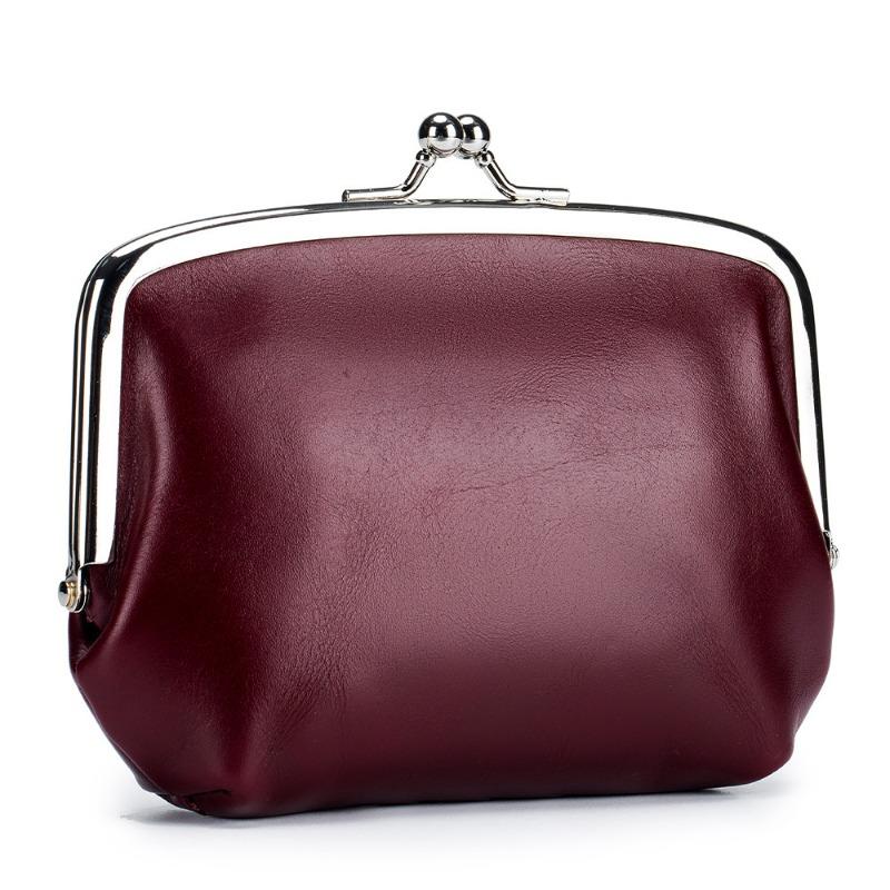 Leather retro double clip change bag women's fashion versatile coin lipstick storage bag mini lipstick clip bag