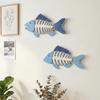 Holzfischgräten Wanddeko Strandholz Fisch Wandskulptur Vintage Mediterraner Stil Fisch Hängende Wandkunst für Zuhause Seehaus Schlafzimmer Dekor