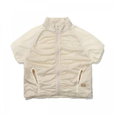 Women Shirring Short Sleeve Jacket  Cream 