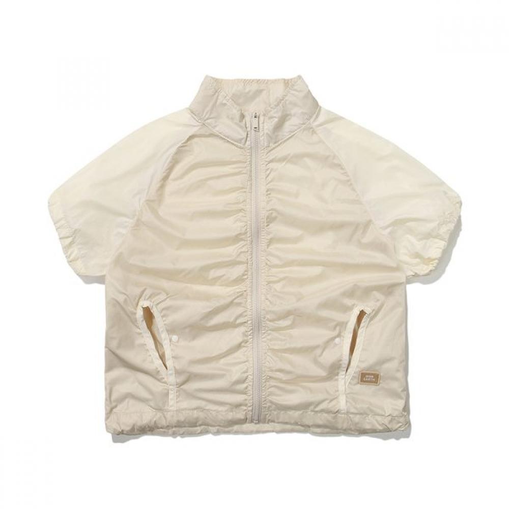 Women Shirring Short Sleeve Jacket  Cream 090