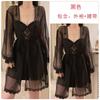 Smooth satin underwear passion hot backless deep V plus chest pad nightdress mesh robe women's suit