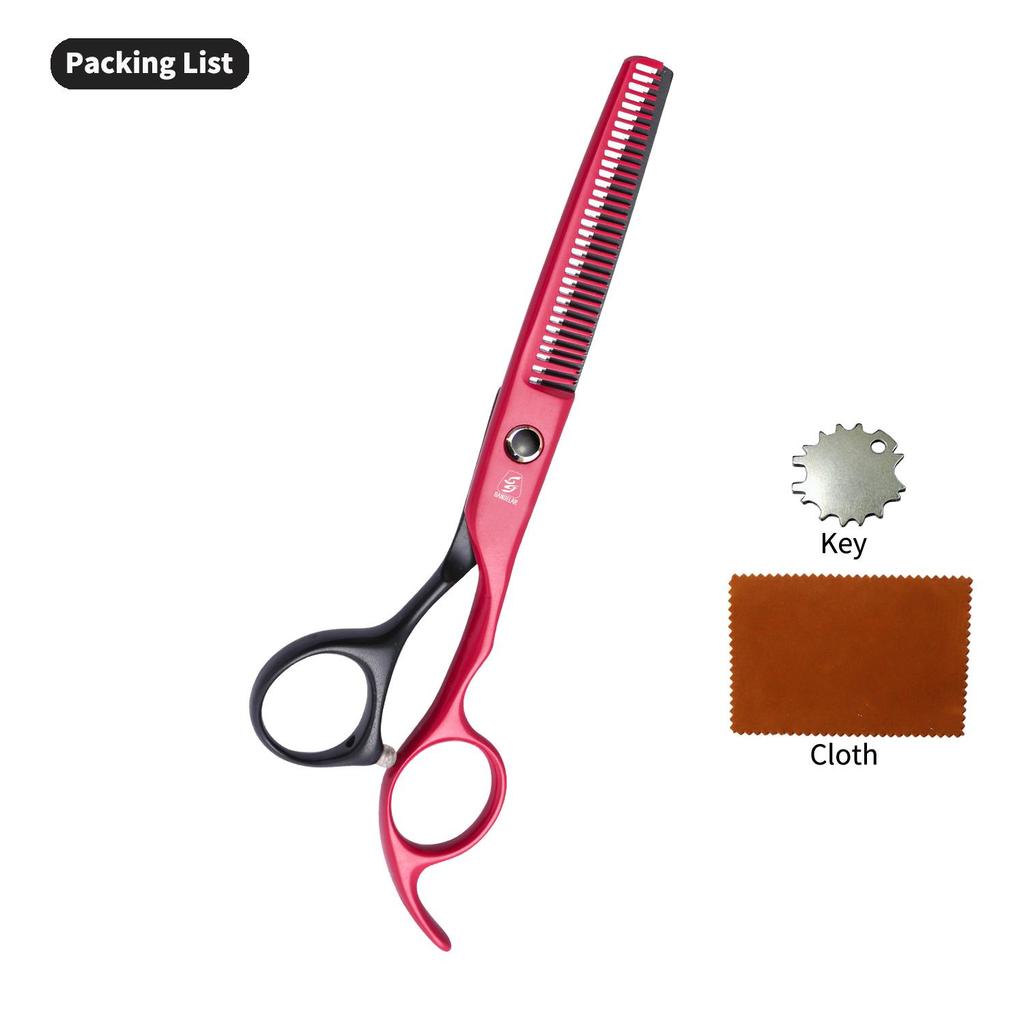 SANGELAR 6 inç Siyah Kırmızı Saç Makası Profesyonel Kuaför Makası Kuaför Kesme Makası İnceltme Makası