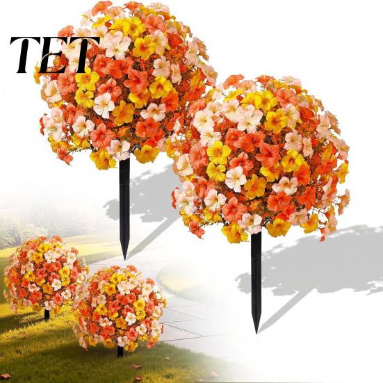 Realistic Floral Arrangements for Living Room Artificial Fall Flowers Outdoors, Fake Autumn Topiary Ball, UV Resistant Faux Mums with Ground