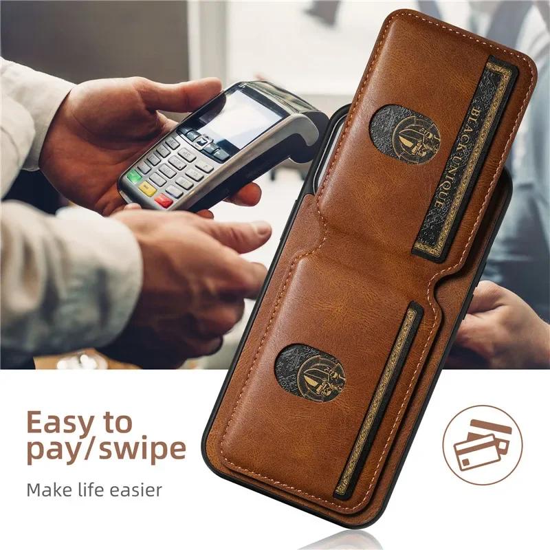 EUCAGR Wallet Phone Case Card Holder Leather Magnetic Cover For iPhone 17 16 15 Pro 14 13 12 11 Pro Max Plus XS XR 16Pro Max