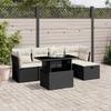 Vidaxl 6-Cz. Set di Mobili da Giardino con Cuscini, Polyrattan Nero