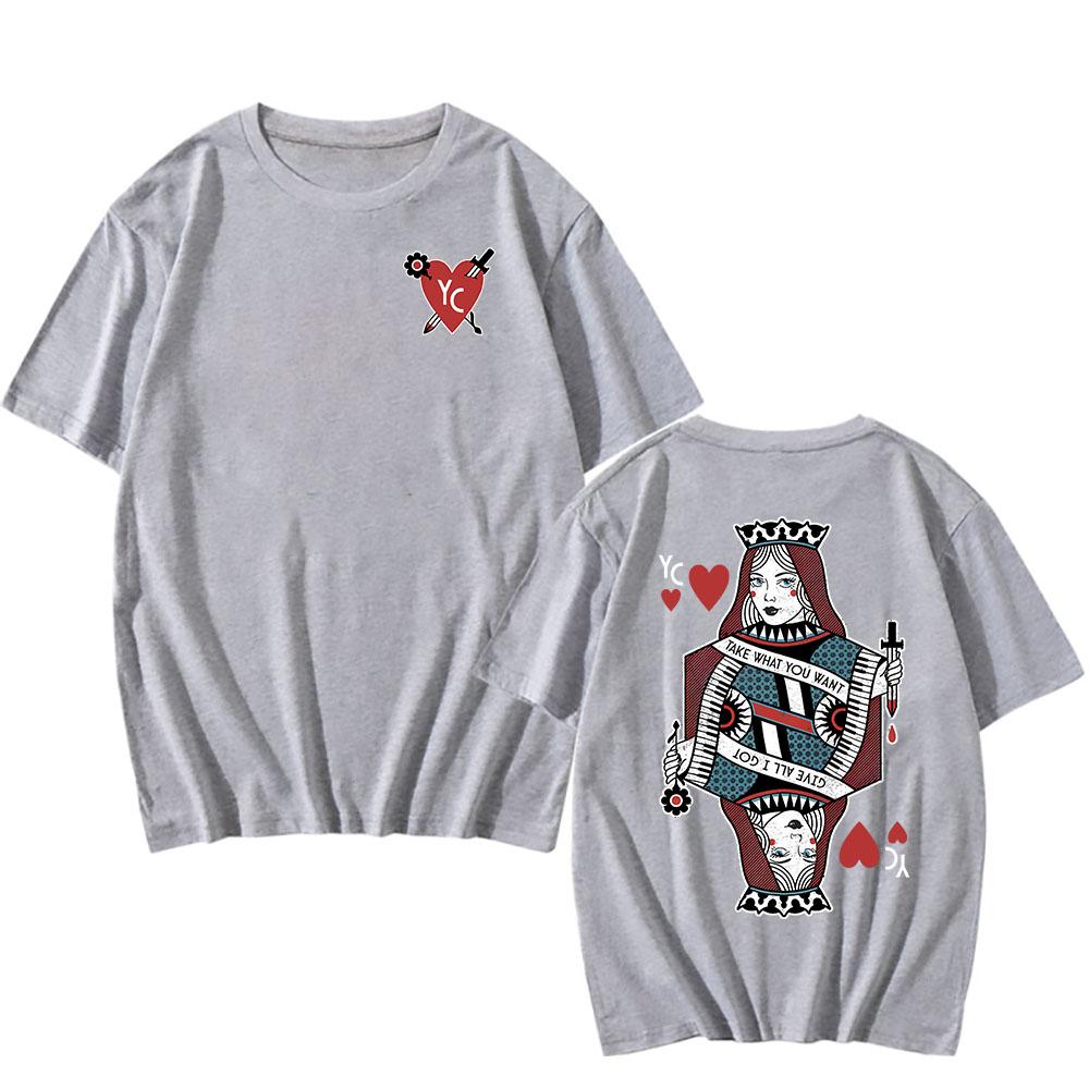 Queen of Hearts T-Shirt YELLOWCARD Rock Band Heavy Mental Tshirts Streetwear Hip Hop Unisex Cotton Short Sleeve T Shirt Top