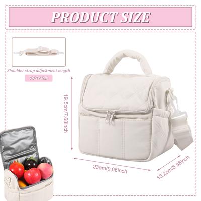 Portable Lunch Bag With Crossbody Strap Insulated Lunch Box Soft Cooler Cooling Tote Lunch Bag for Office Beach School Picnic