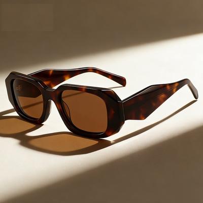 YH Personalized Small Square Frame Sunshades Wide Leg Eyewear Irregular Square Acetate Sunglasses