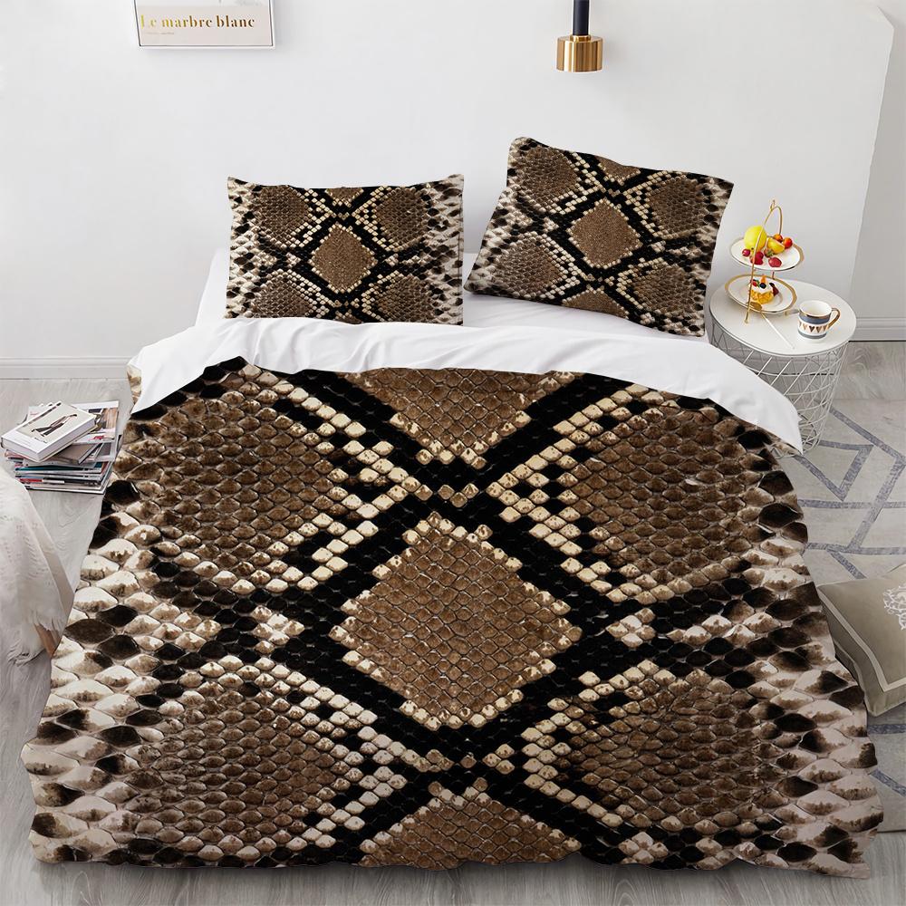 Animals Skin Texture Duvet Cover Set Tiger Snake Leopard 3D Print King Size for Kid Boy Bedding Set Polyester Comforter Cover