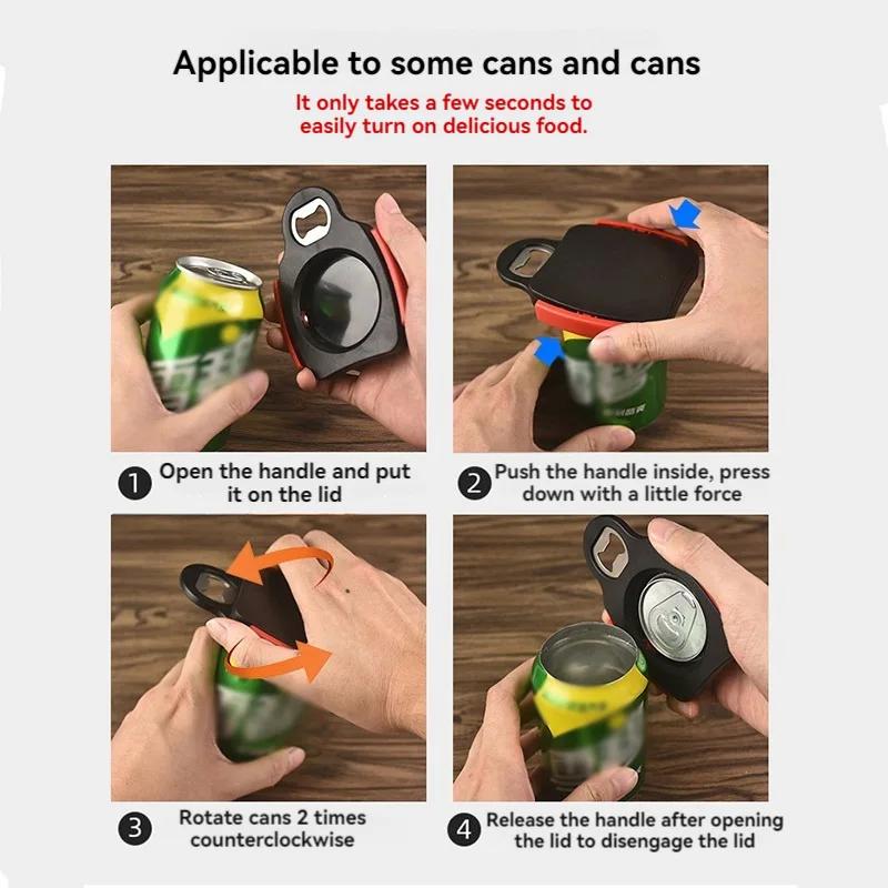 2024 Fashion 2-in-1 Can Opener For Canned Beer And Beverage Portable Rotary Can Opener Beer Bottle Opener Bottle
