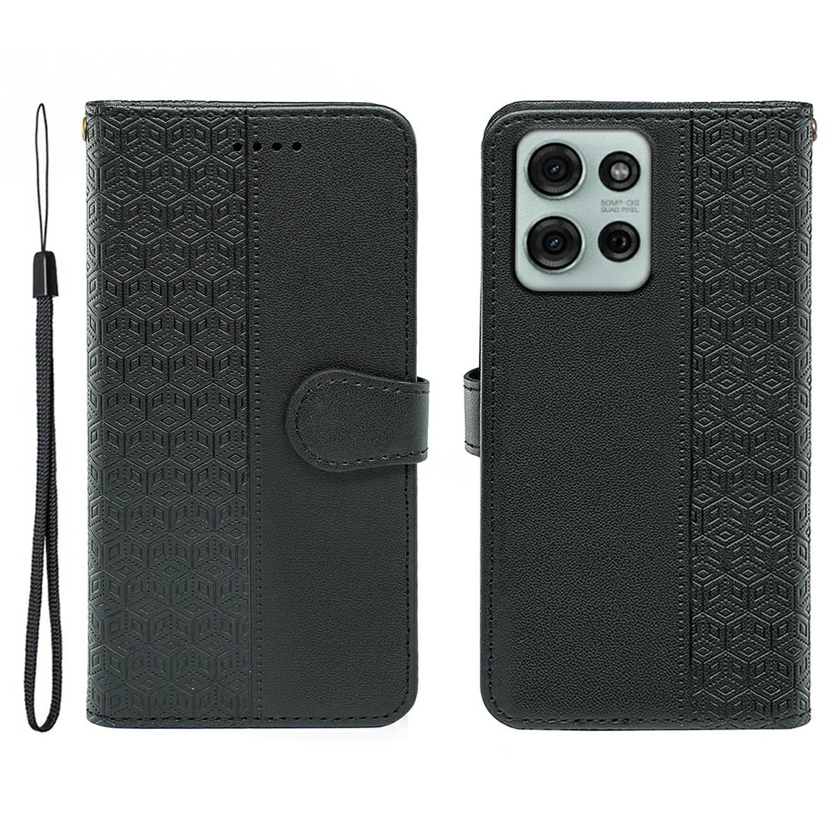 

Для Motorola Moto G75 5G Чохол Захист від подряпин Склеювання Тиснений Ромб Шкіряний Чохол для телефону Black