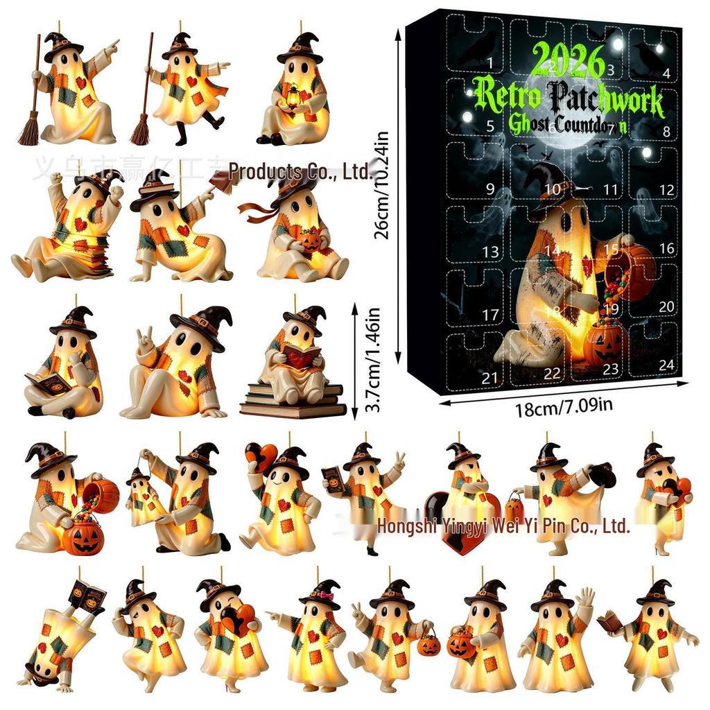 2026 Halloween Witch, Ghost & Goblin Countdown Calendar with Acrylic Pendant Blind Box