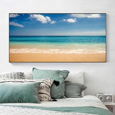 Nástenný plagát so severským morom Obraz Maľba na plátne Modré more Biela Pláž Obrázky pre obývaciu izbu Kaviareň Hotel Home Decor