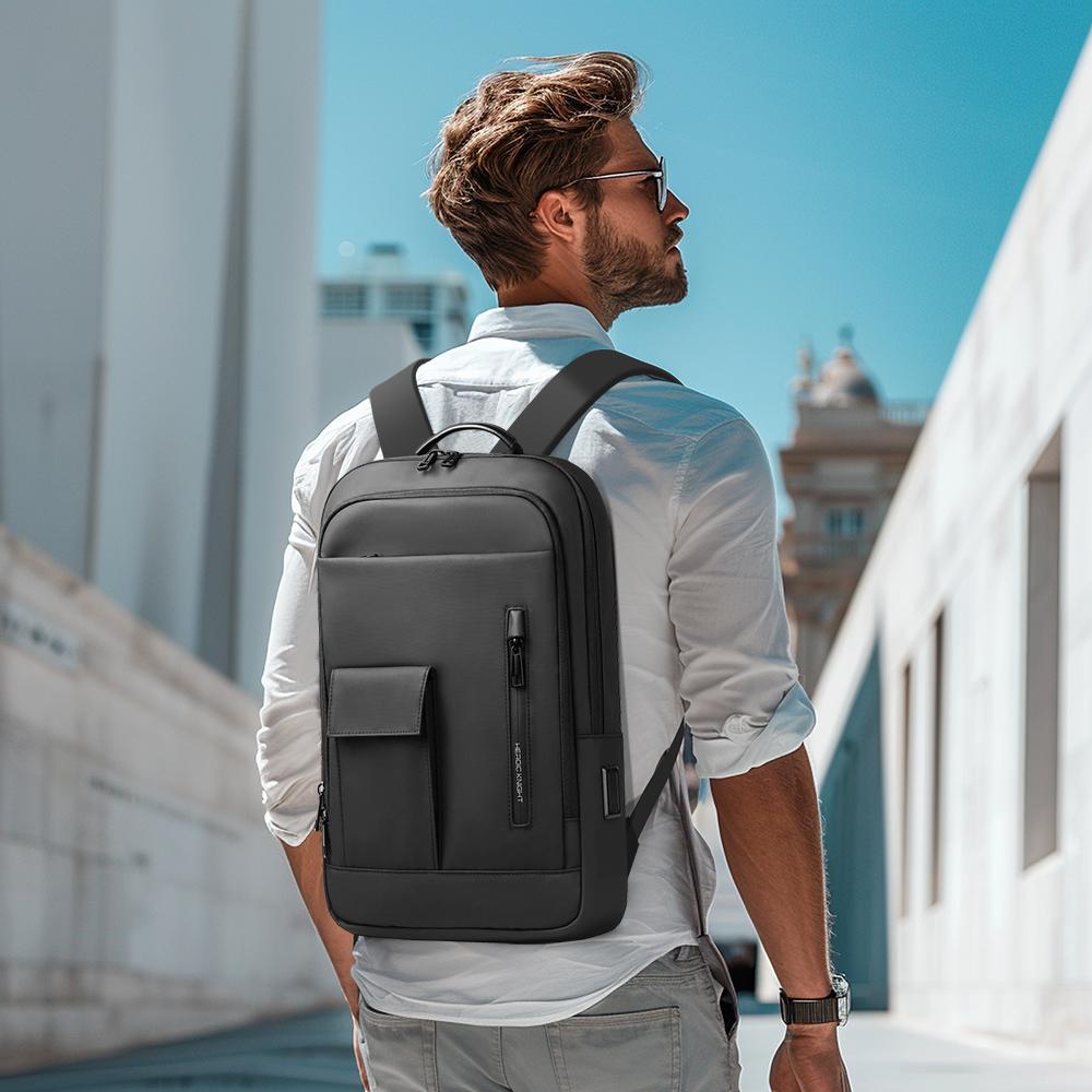Heroic Knight Slim 15.6" Laptop Backpack with USB Charging Port Lightweight Water-Resistant Work Bag Anti-Theft Business Rucksack