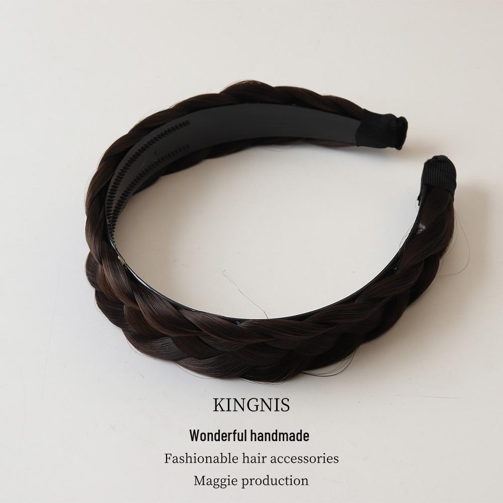 Women's Fishbone Braid Headband: Braided Hair Clip Pigtail Wig Hairpin with High Crown Hair Tie