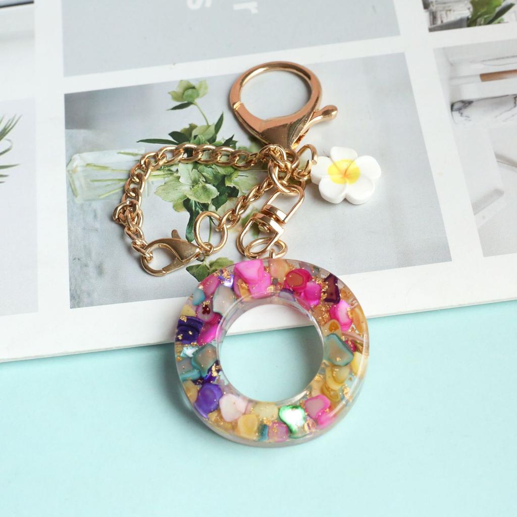 Dried Flower Letter Crystal Epoxy English Pendant Women'S Bag Key Chain