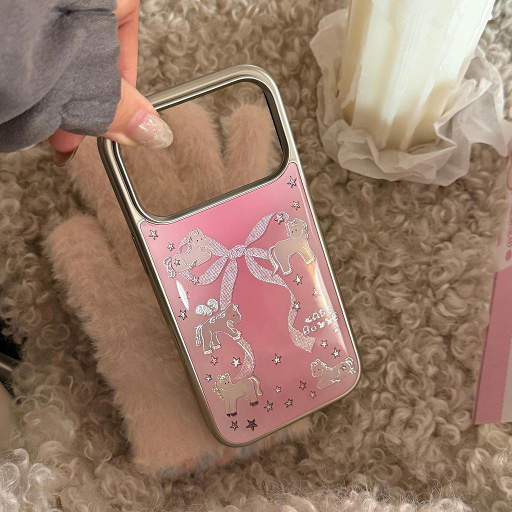 Gilt 17 Mobile Phone Case Iphone17promax Apple 16 Suitable for 14 Pink Bow Pony High-quality Mobile Phone Case