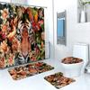 Direct Supply Digital Printing Tiger Lion Flower Animal Bathroom Curtain Non-Slip Floor Mat Bathroom Four-Piece Set