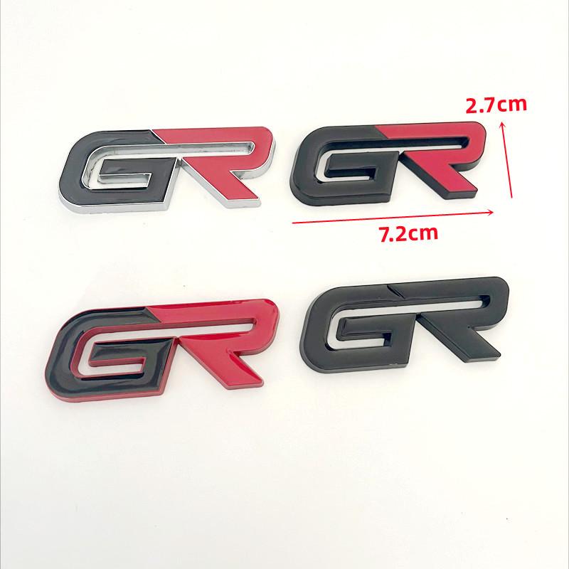 3D Metal Black Red Logo GR Emblem Letters Car Front Grill Badge For Hilux CHR Corolla Yaris GR Sticker Accessories
