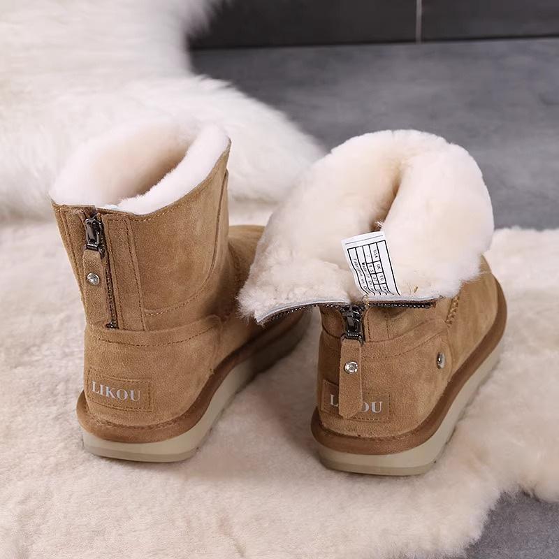 

Snow boots new thick-soled side zipper short boots piled and thickened cotton shoes 35 малиновий