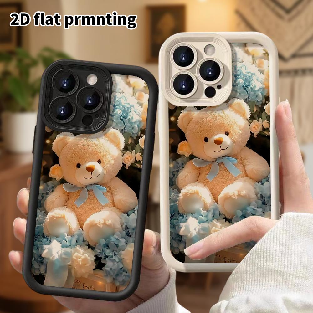 Phone case: 2D flat, compatible with iPhone 18 17 16 15 14 13 Pro protective cases, crown bear, perfect Christmas and Halloween holiday gift