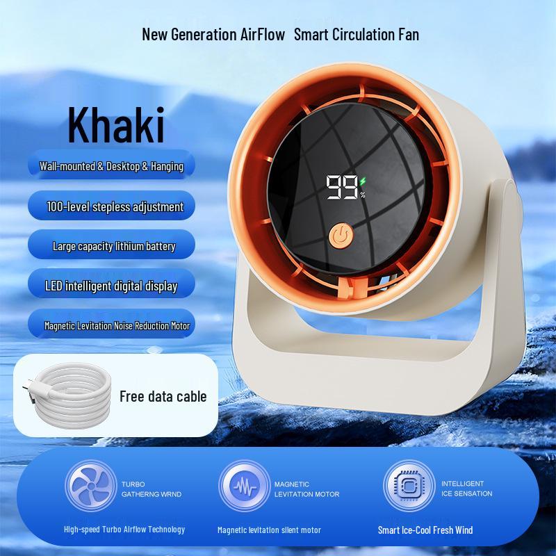 

USB Rechargeable Desktop Fan with Digital Display - 100 Speed Turbo Tabletop Air Circulator 17*8.7*18 cm