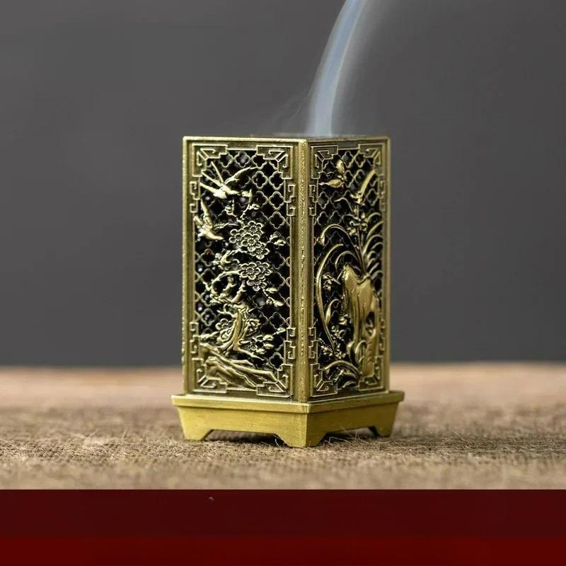 Čtvercový vertikální hořák na vonné tyčinky Malý držák na vonné tyčinky ze slitiny Xiangyun Vnitřní aromaterapie Domácí ozdoba Čínská švestka Hořáky na vonné tyčinky