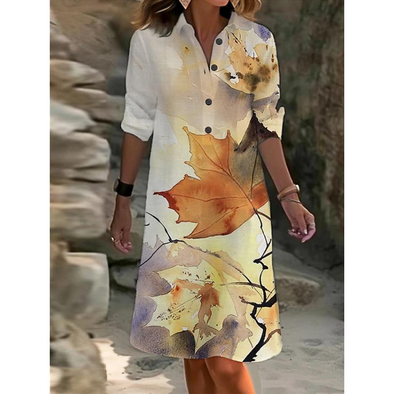 

IHUASU Fashion Summer Spring Short Sleeve POLO-Neck Casual Dresses S