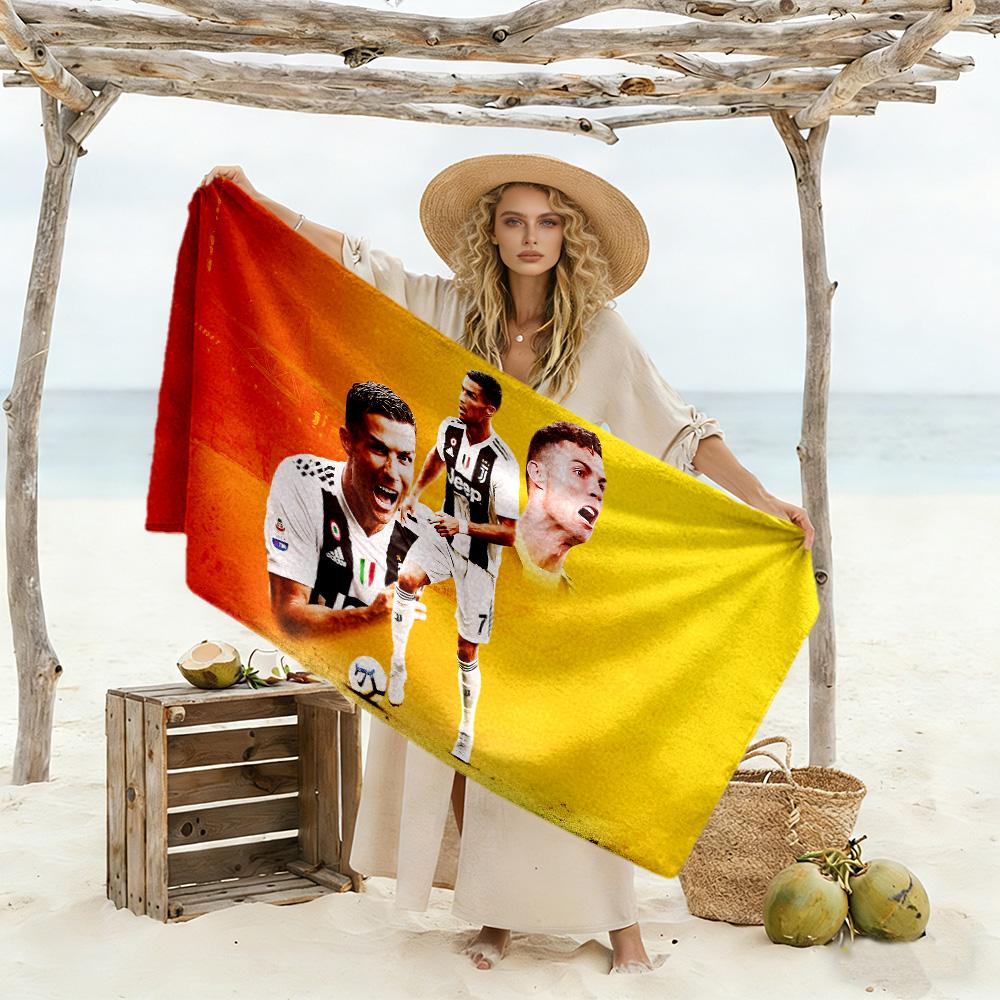 Ronaldo Celebrates Goal Beach Towel Super Soft & Absorbent Comfortable Lightweight Suitable for Swimming, Gym, Camping, Yoga Vacation