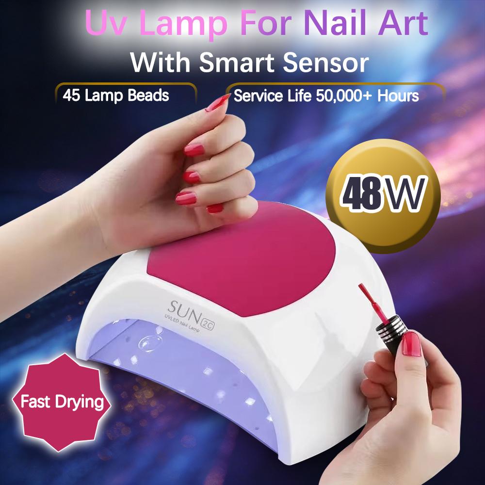 Sun2C UV Nail Lamp 48W Gel Polish Dryer Pedicure Light Manicure Lamp Nail Art Gel Dryer Machine Nail LED Lamp Not Black Handed