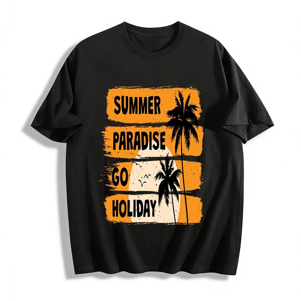 

Summer Paradise Holiday Coconut Tree Print Casual Tee Pure cotton T-shirt XXS