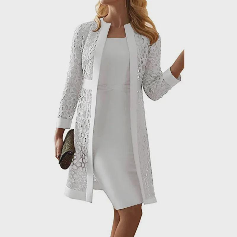 Women's Lace Cardigan Dress with Two Coats