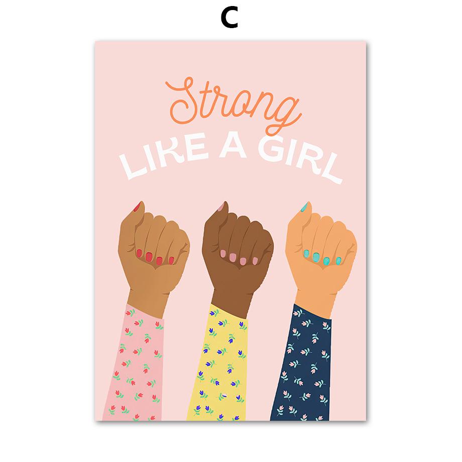 Poster e stampe femministe Girl Power Empowered Equality Nordic Wall Art Canvas Painting Immagini murali per l'arredamento del soggiorno