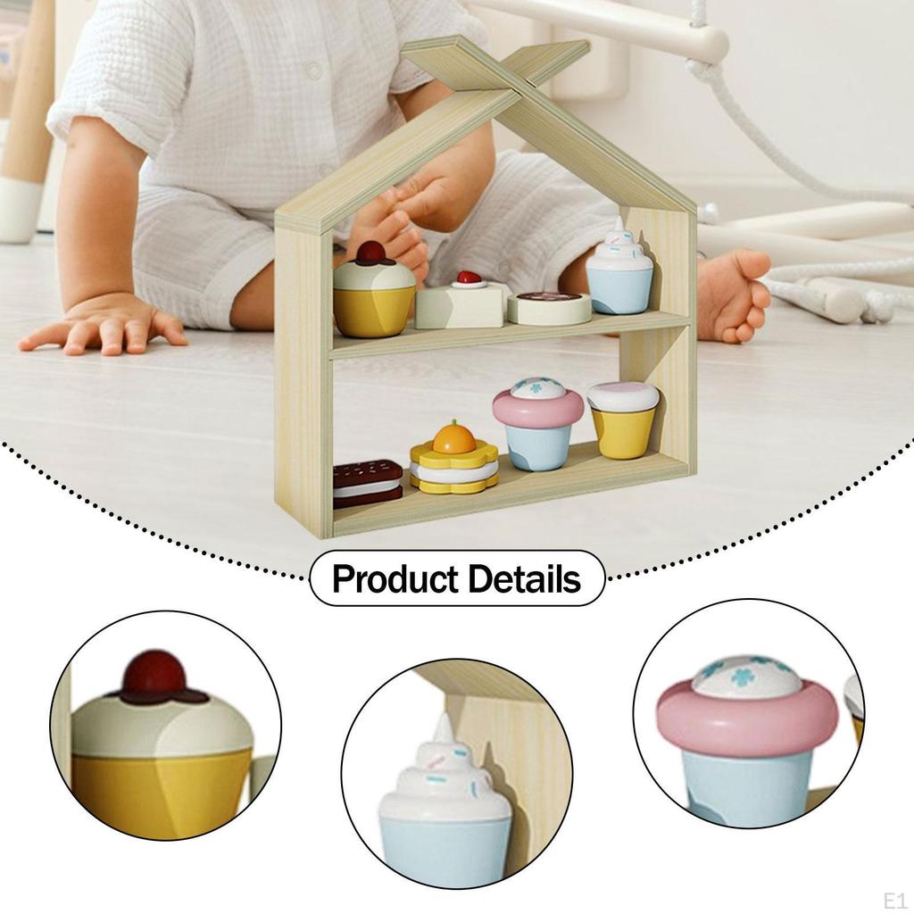 Kitchen Play Foods Toys Early Education Playset Display Shelf Preschool Bread Boys Girls Pre