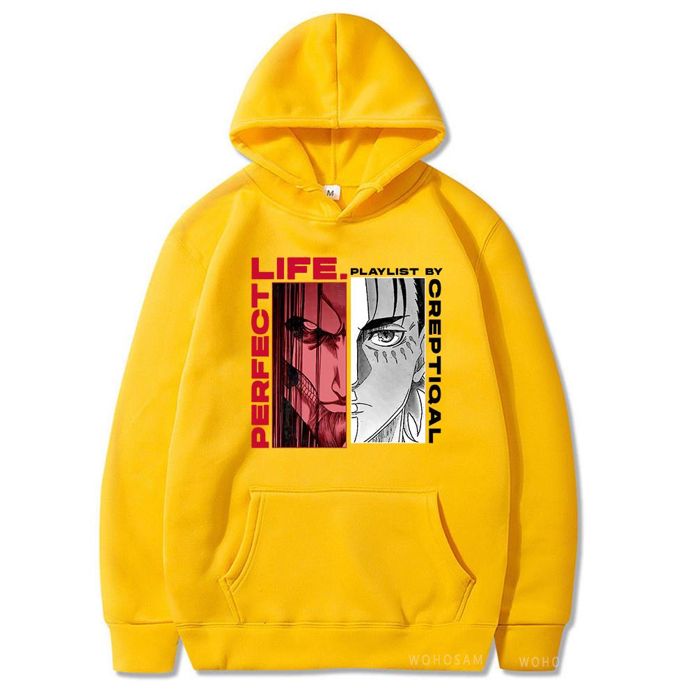 

Толстовки с капюшоном в стиле японского аниме «Атака титанов» Толстовки с капюшоном «Эрен Йегер» в корейском стиле с длинными рукавами в стиле мультфильма «Харадзюку» с теплым капюшоном 4XL жёлтый