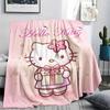 1PC Hello Kitty Cute Print Flannel Blanket, High quality All Seasons, Home Decor, Warmth and Comfort, Perfect for Christmas Gifts