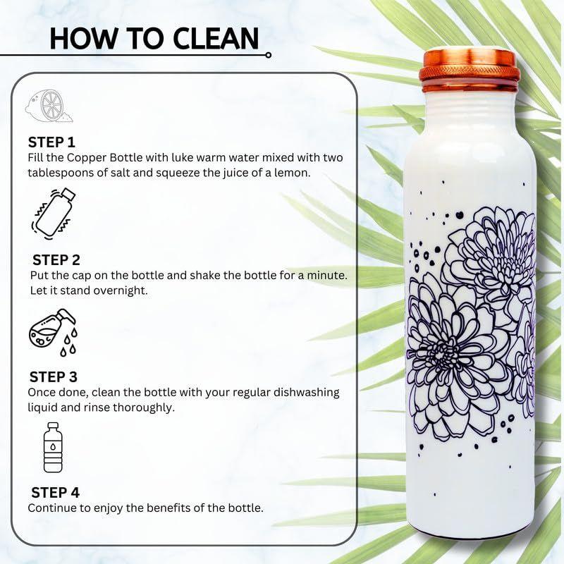1 Liter Capacity, Rust & Leak Proof for Office/Yoga/Home/Gym/Trekking/Travel, BPA Free, With Anti-Microbial Properties (Flower Blue)