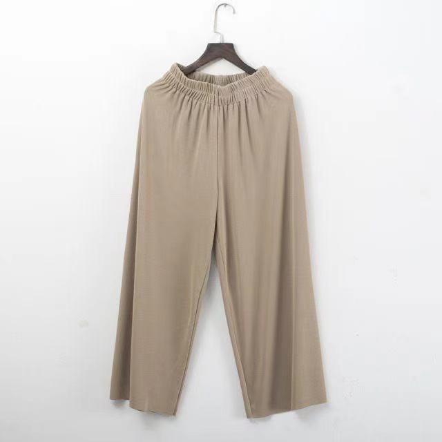 2026 Women's Plus Size High Waist Ice Silk Wide-Leg Summer Pants