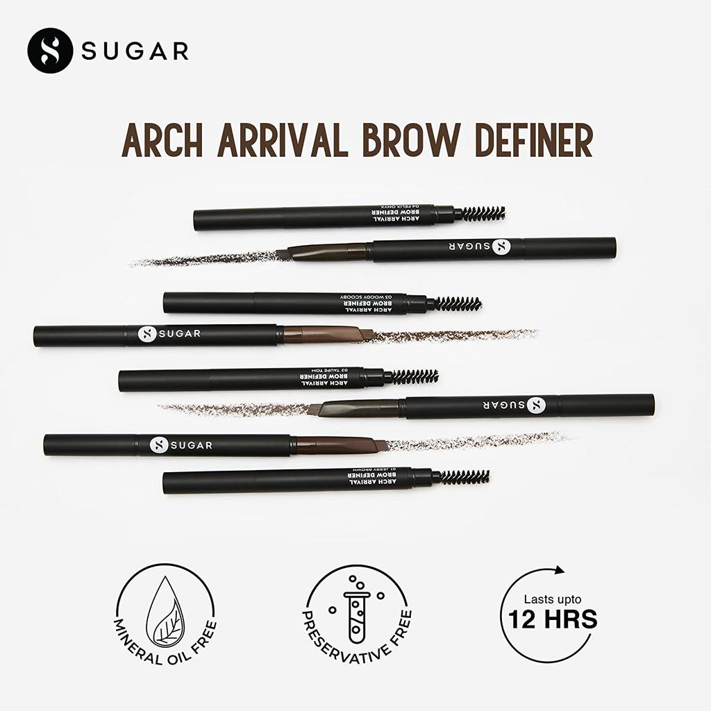 SUGAR Kosmetyki - Arch Arrival - Definer do brwi - Wodoodporna kredka do brwi odporna na rozmazywanie ze szczoteczką, utrzymuje się do 12 godzin