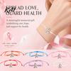 Meaningful Caring Themed Gift 2PCS Hand-woven Braided Bracelets with Metal Ribbon Pendant, Adjustable Cord Awareness Friendship Bracelet Wristbands,
