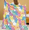 Easter Rabbit Marshmallow Blanket Bohemian Style Pastel Bunny Design Soft Warm Lightweight Throw for Bedroom Camping Yoga Travel