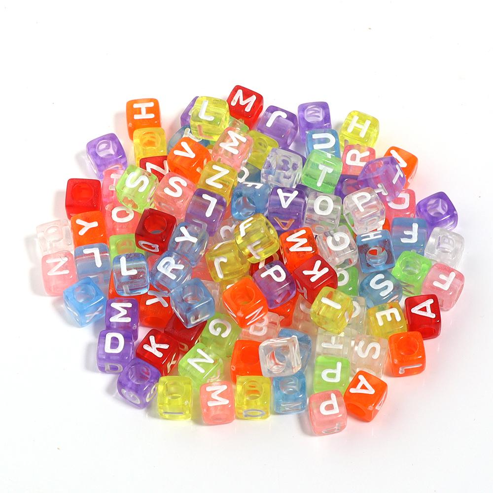 100pcs Square Acrylic Letter Beads Mixed Alphabet Loose Spacer Beads For Jewelry Making DIY Charms Necklace Bracelet Accessories