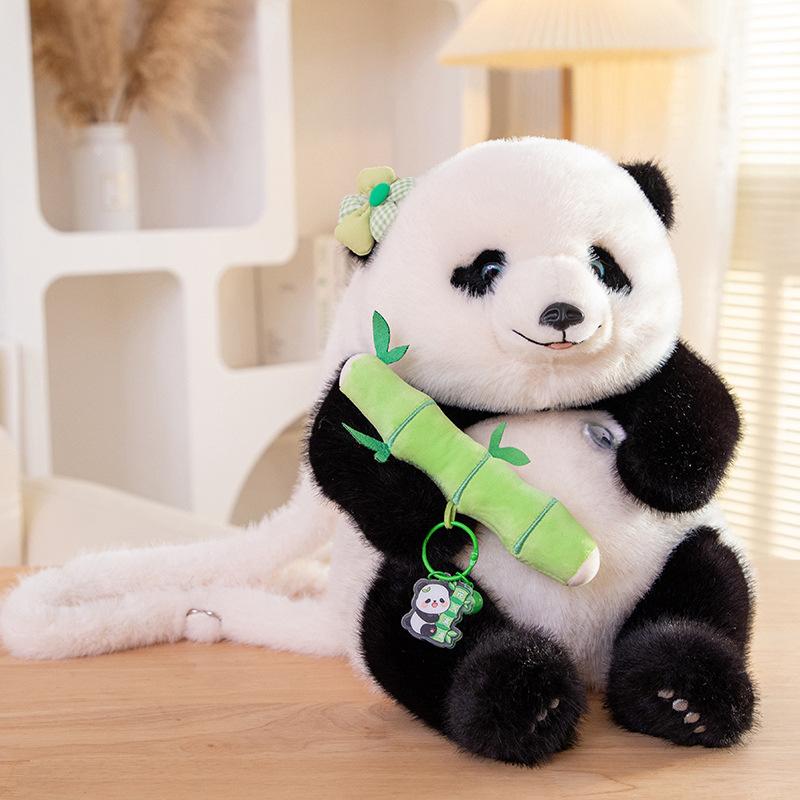 New Giant Panda Doll Flower Panda Plush Toy Doll Backpack Doll Same Birthday Gift In Chengdu