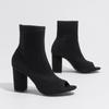 Autumn Ladies Short Boots Fashion Open Toe Stretch Knit Black High Heel Ankle Boots Women Party Dancing Shoes