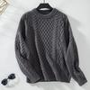 Vintage Autumn Winter Loose O Neck Sweater Long Sleeve Solid Color Knitwear Top Cardigan
